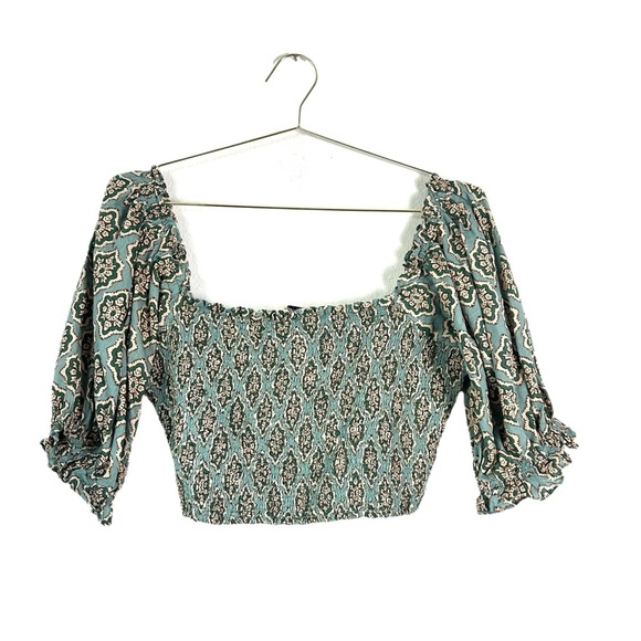 Zara Green Multicolored Printed Top Size L - Picture 3 of 5